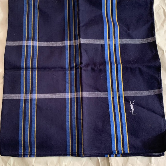 YSL Navy Blue Striped Scarf - Picture 2 of 9